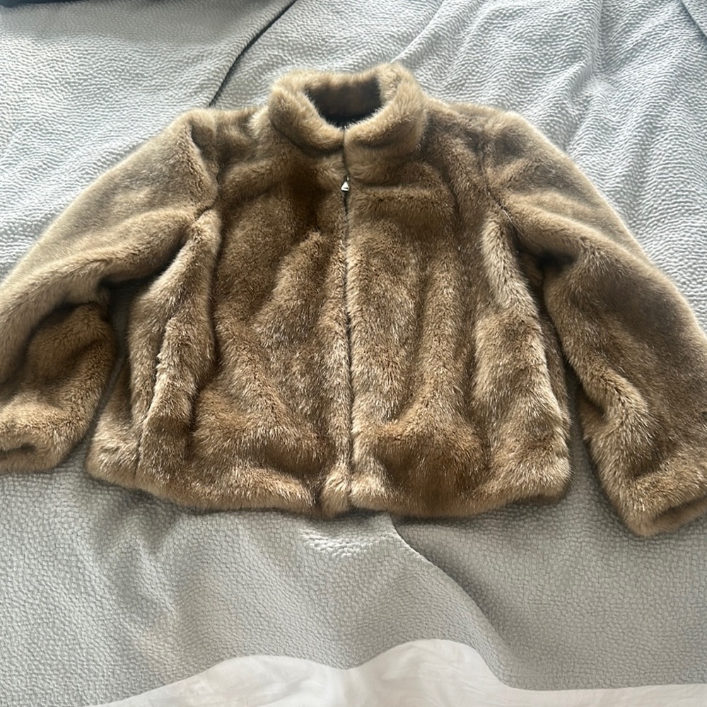 Zara trf collection Faux Fur Jacket - Brown